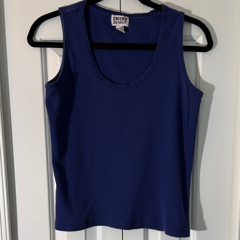Chico's Cobalt Blue Ribbed Tank Top Size 1